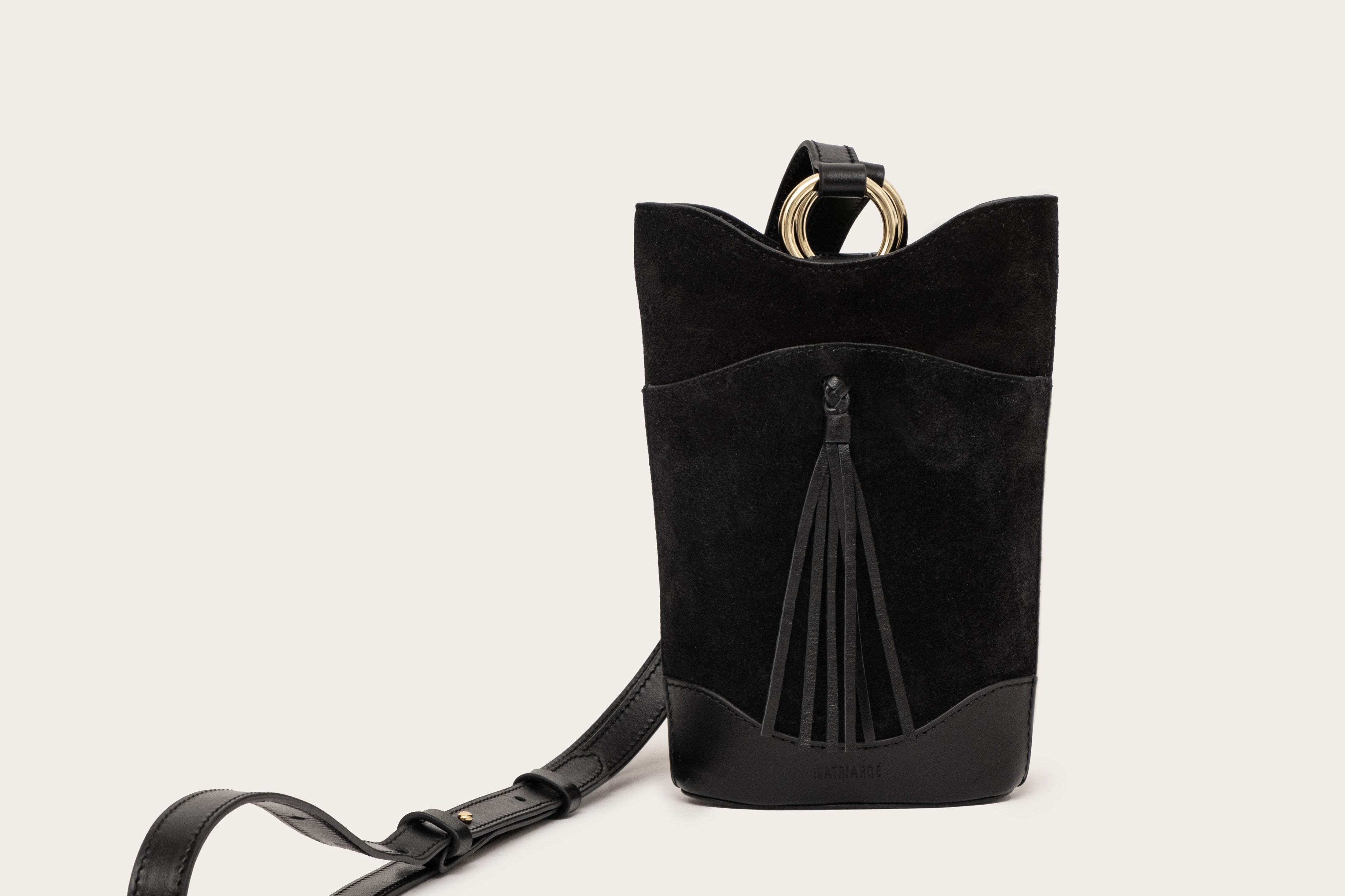 Eos Crossbody Bag in Suede - Black MATRIARQE