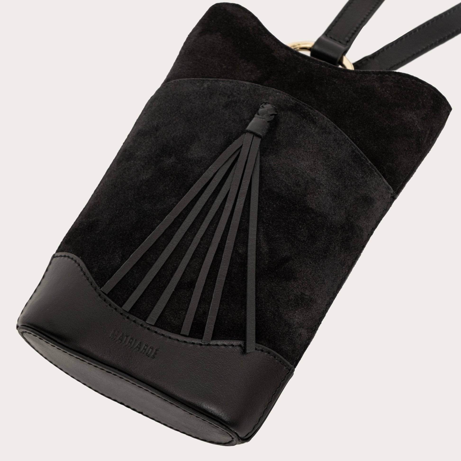 Eos Crossbody Bag in Suede - Black MATRIARQE