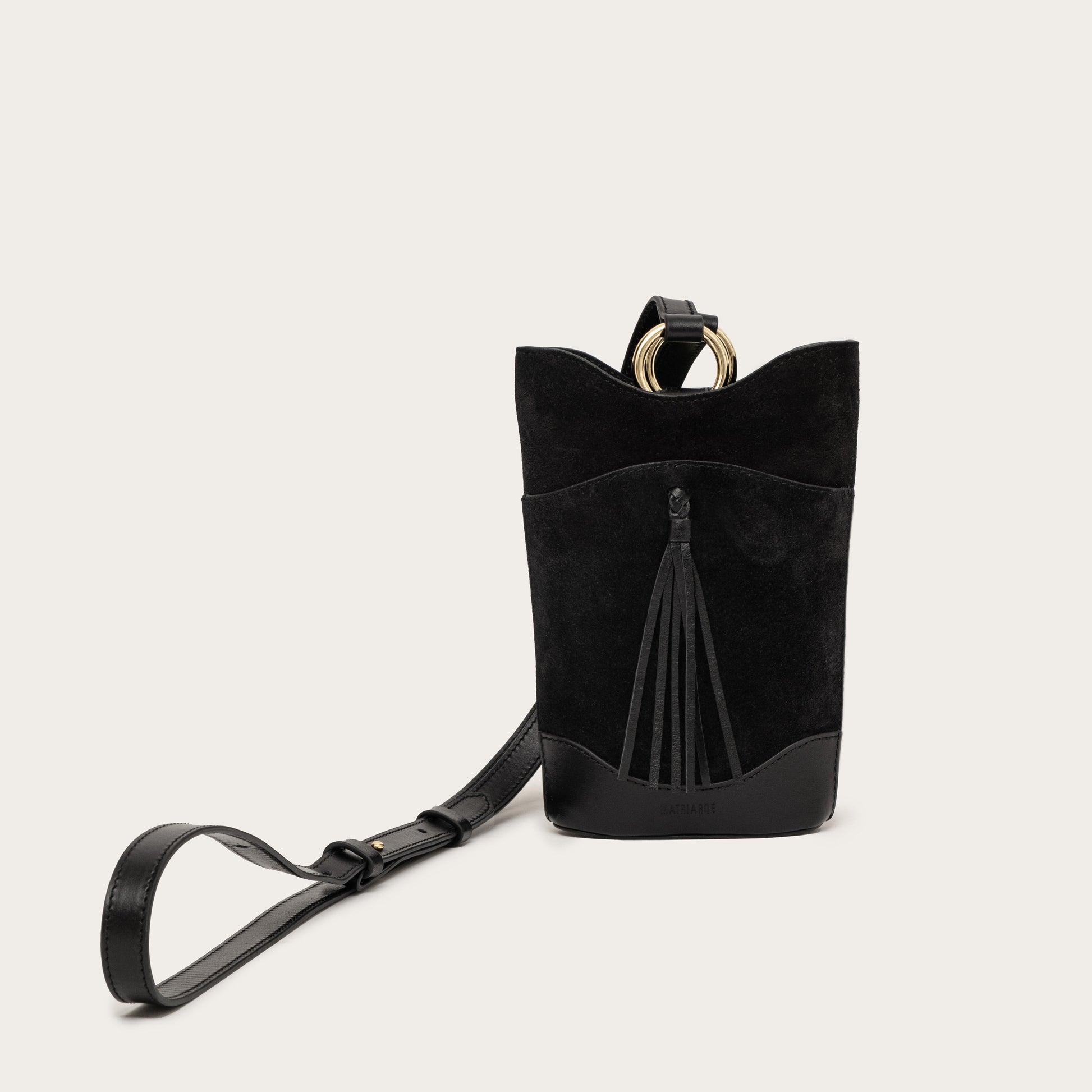 Eos Crossbody Bag in Suede - Black MATRIARQE