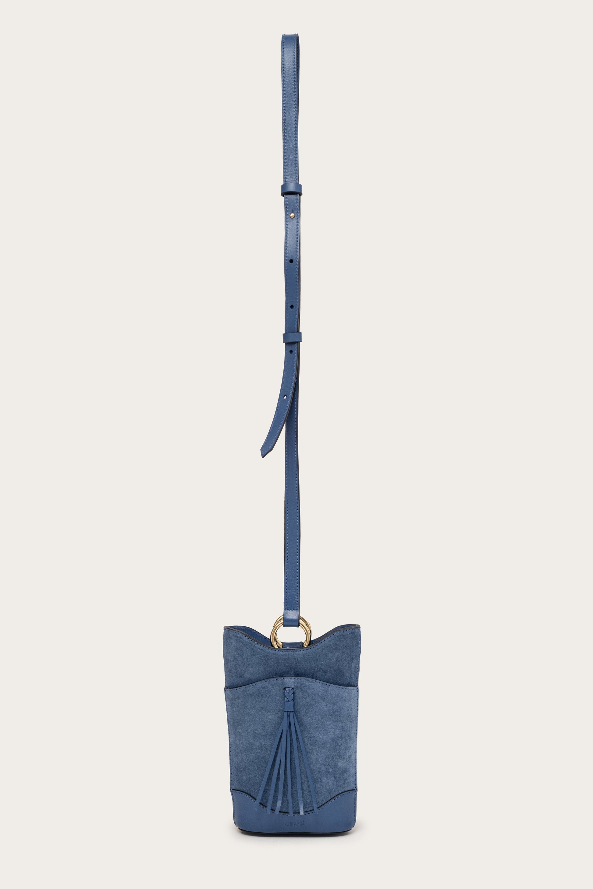 Eos Crossbody Bag in Suede - Denim Blue MATRIARQE