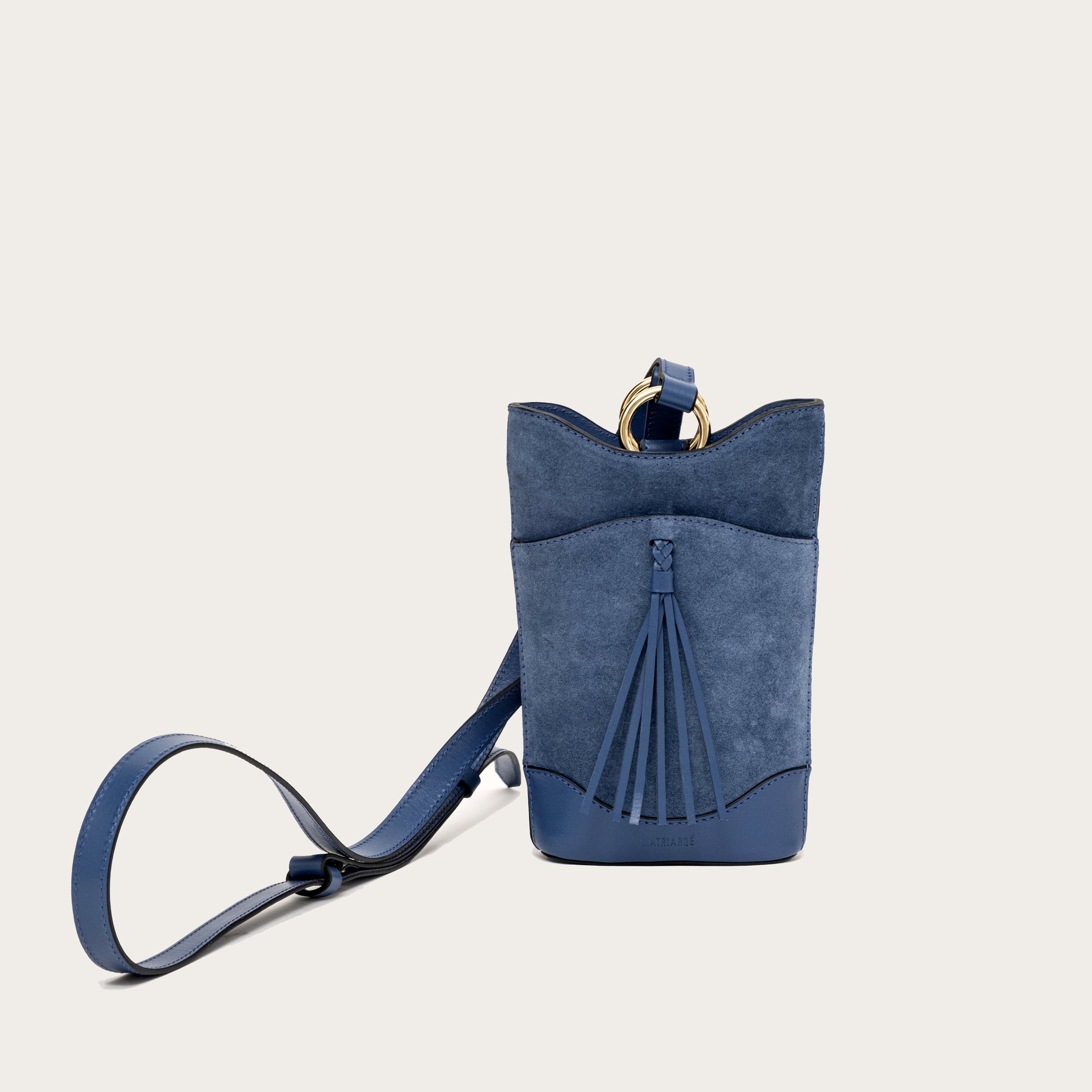 Eos Crossbody Bag in Suede - Denim Blue MATRIARQE