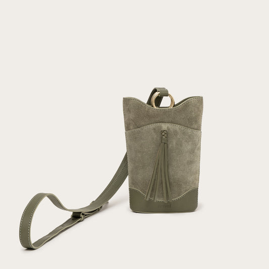 Eos Crossbody Bag in Suede - Olive MATRIARQE