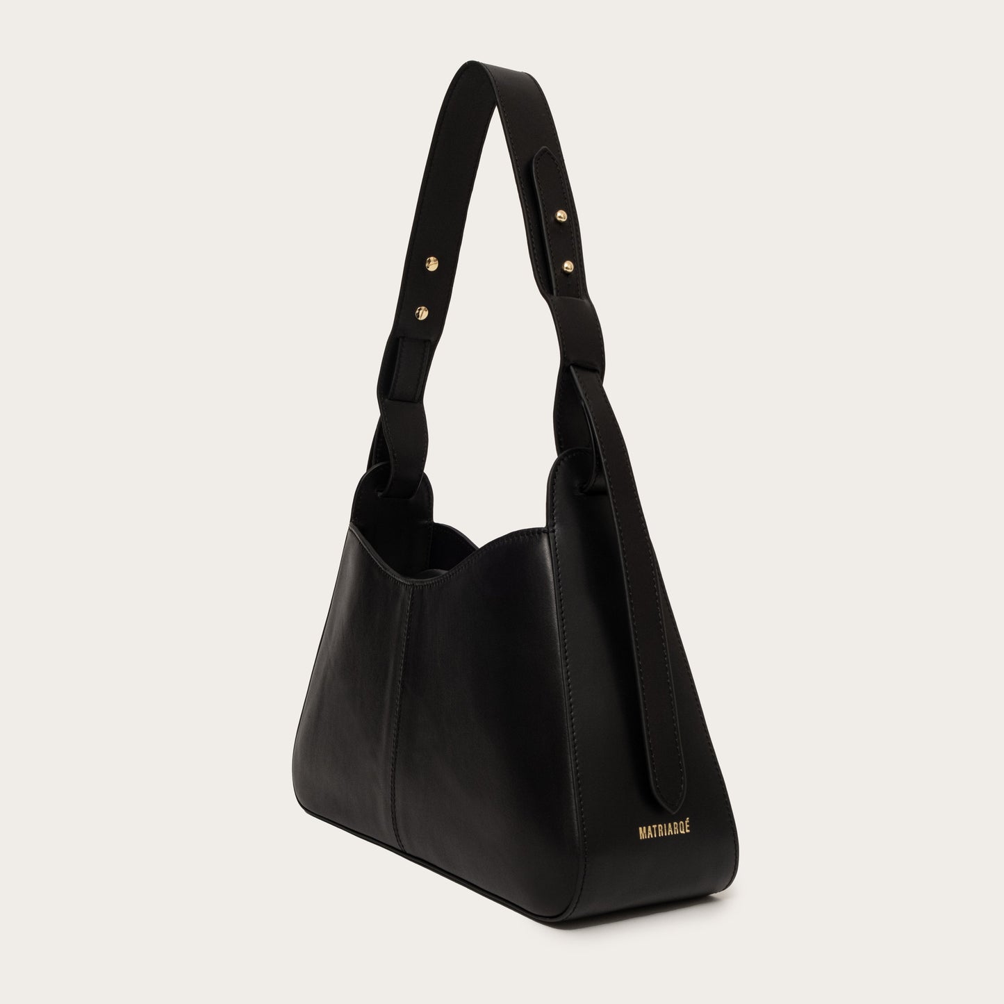 Ida Shoulder Bag in Leather - Full Black MATRIARQE