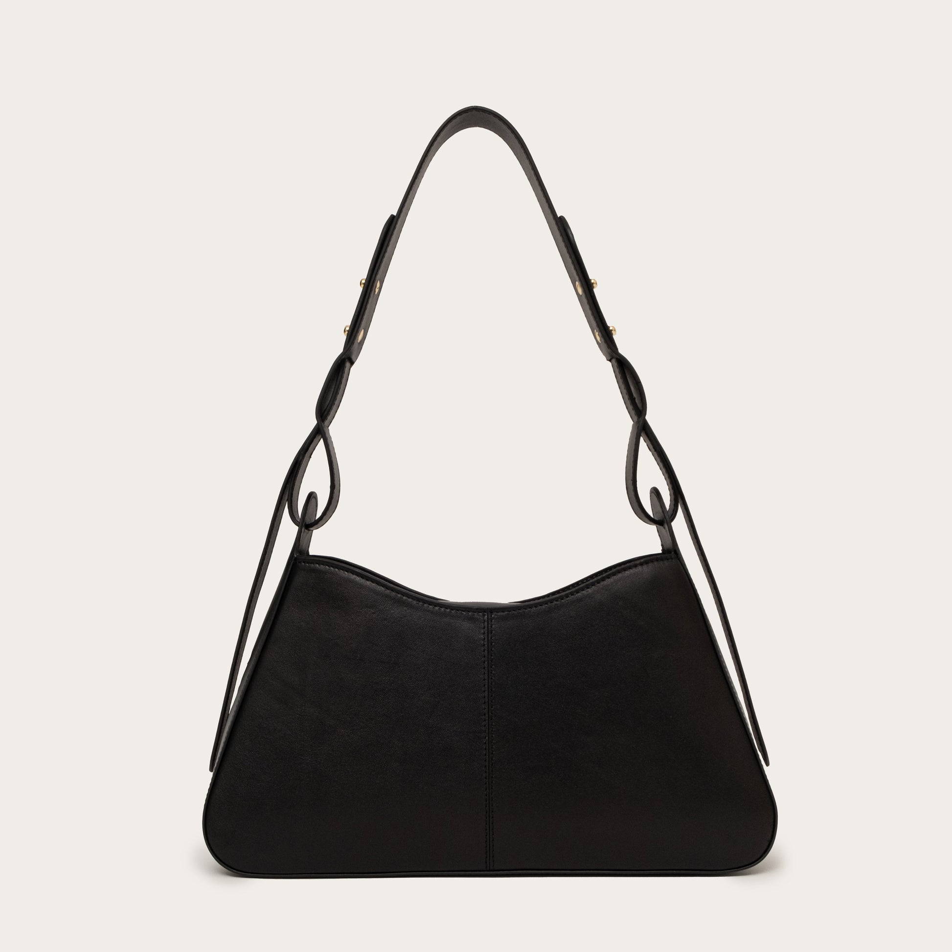 Ida Shoulder Bag in Leather - Full Black MATRIARQE