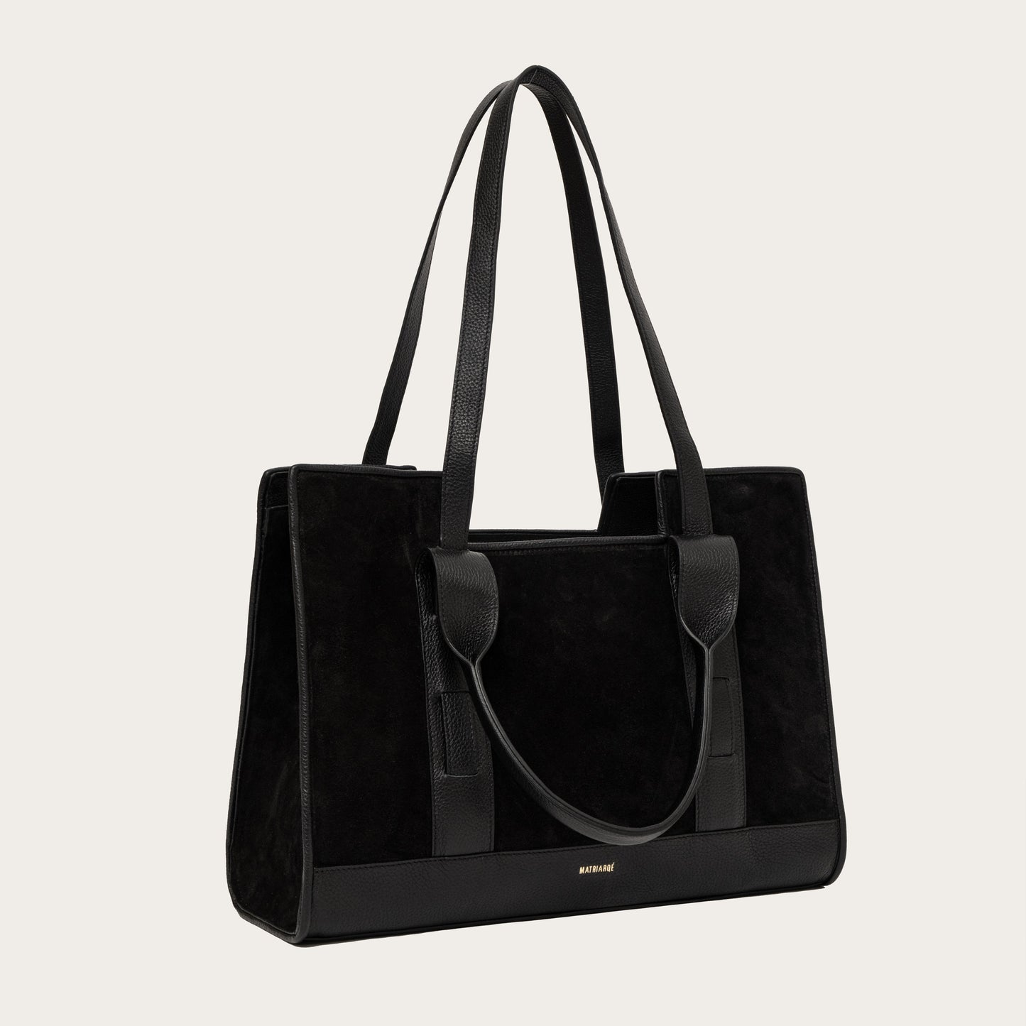 Magna Tote Bag in Suede - Black MATRIARQE