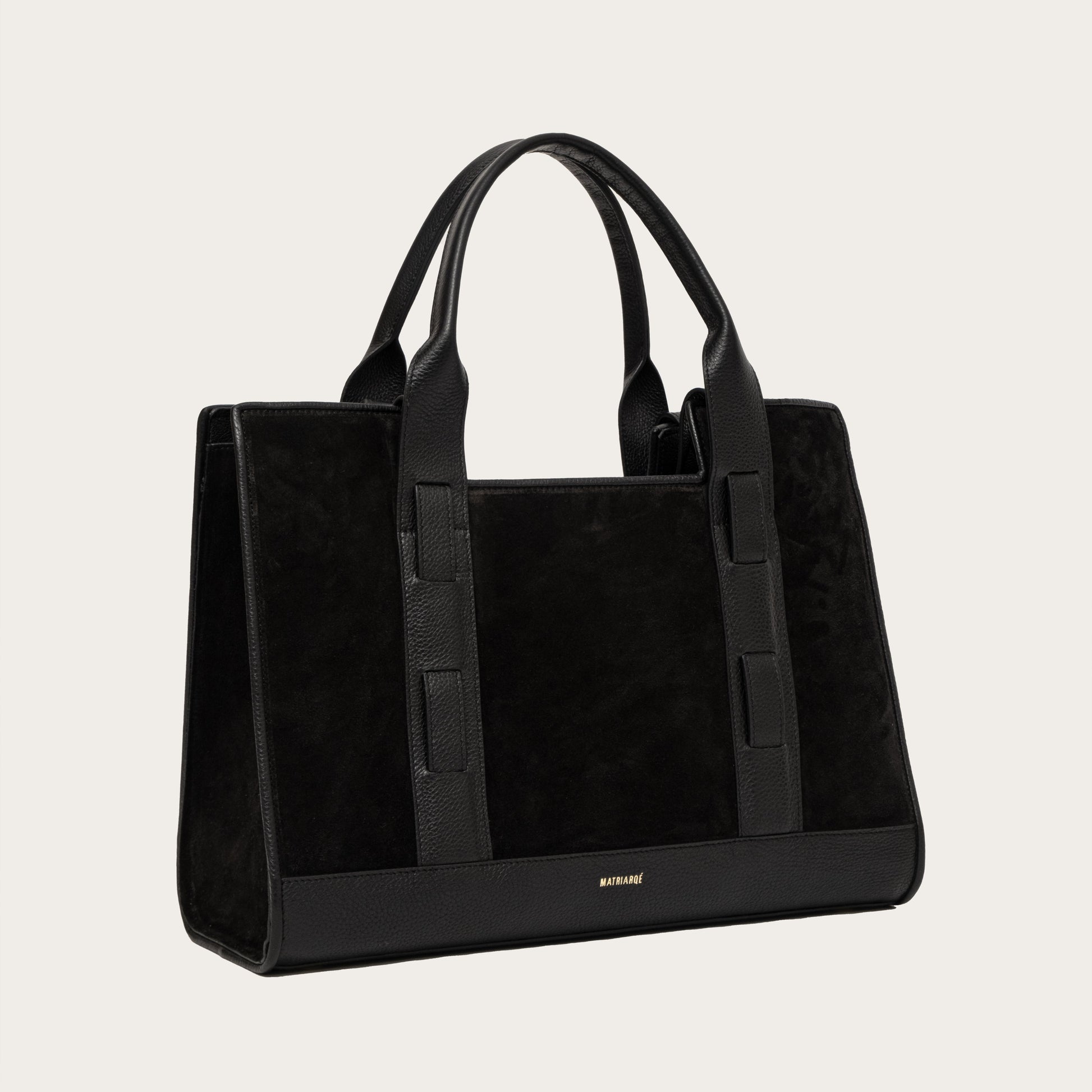 Magna Tote Bag in Suede - Black MATRIARQE