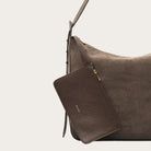 MATRIARQE | Nova Large Shoulder Bag in Suede - Mocha Brown | | Shoulder Bags
